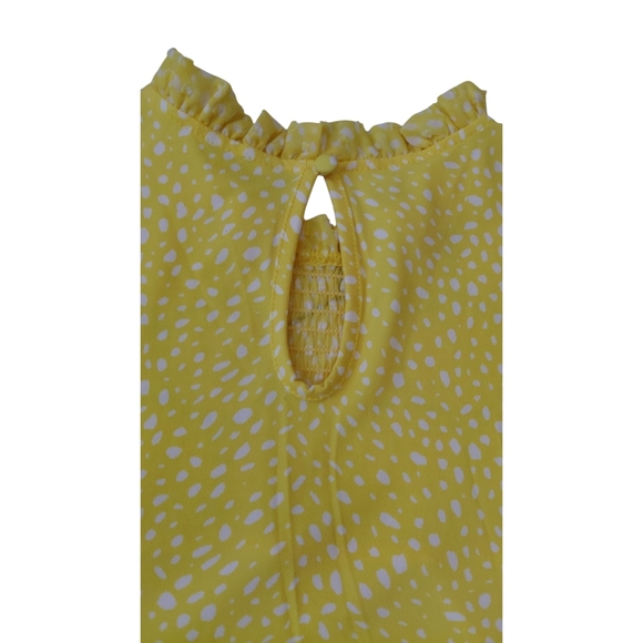Cleo Yellow Polka Dot Ruffle Top - Picture 3 of 7